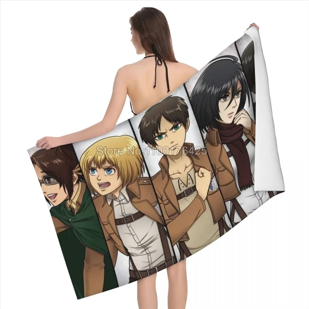 Attack On Titan Beach Towel Personalized Anime Manga Super Soft Microfiber Bath Towels Bathroom Swimming Washcloth