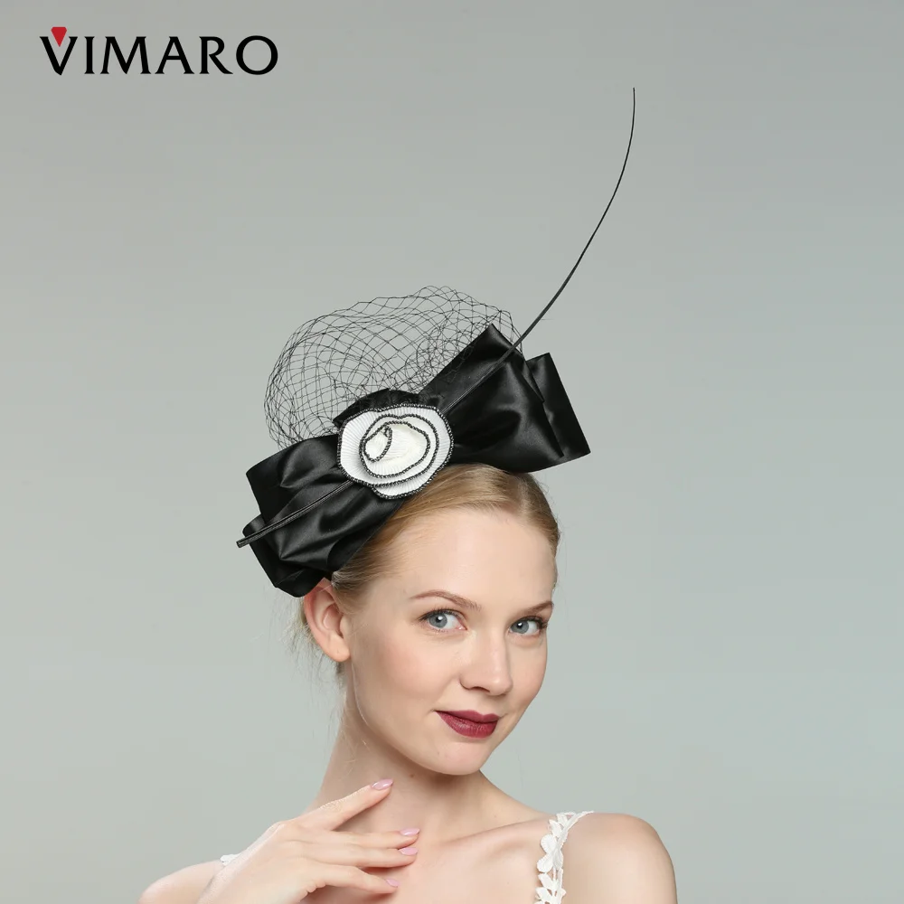 VIMARO, черные атласные вуалетки для женщин, женская Вуалетка, шляпы для женщин, Свадебная и церковная Шляпа Дерби для женщин