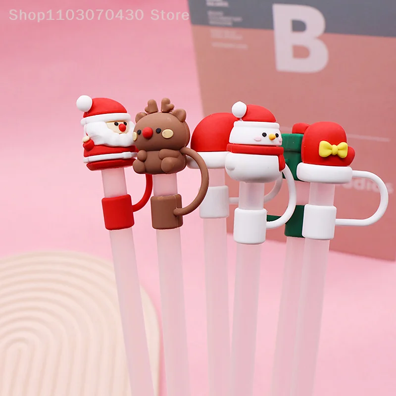 

Christmas New Year Theme Cute Straw Dust Cap Dust Plug Detachable Doll Cute Straw Dust Cover Glass Stainless Steel Straw Cover