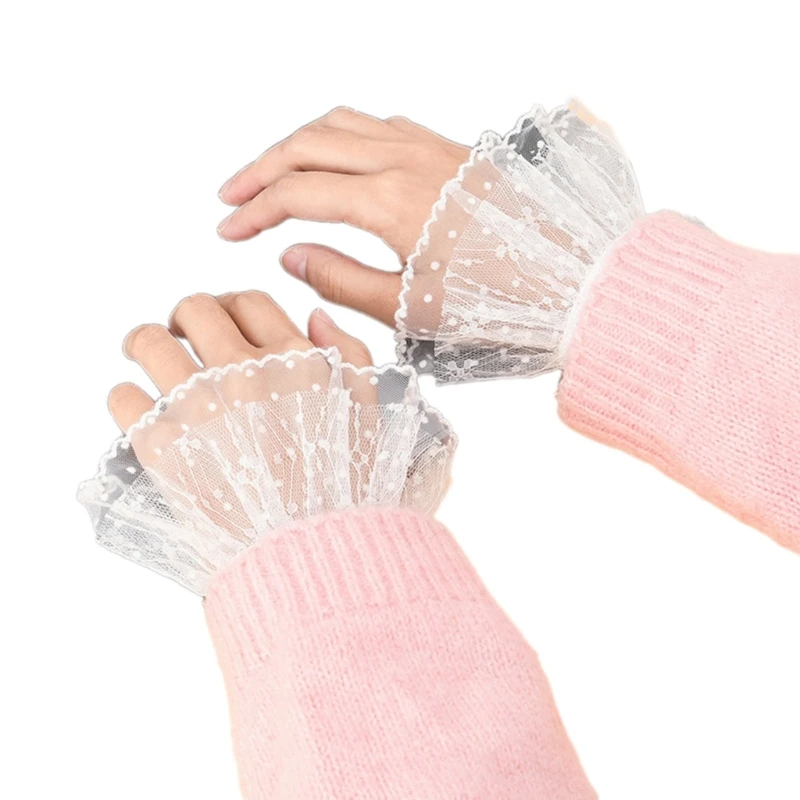 

Lace False Sleeves for Women Elegant Wrist Cuff Detachable Faux Sleeves Sweater Elastic Arm Cover Fashion Decors