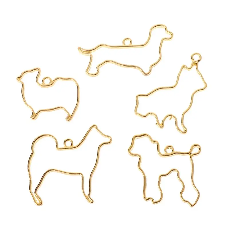 

5pcs Dog Border Mold Resin Molds Silicone Geometric Hollow Metal Frame Bezel Epoxy Resin Molds Pendant For DIY Jewelry Making