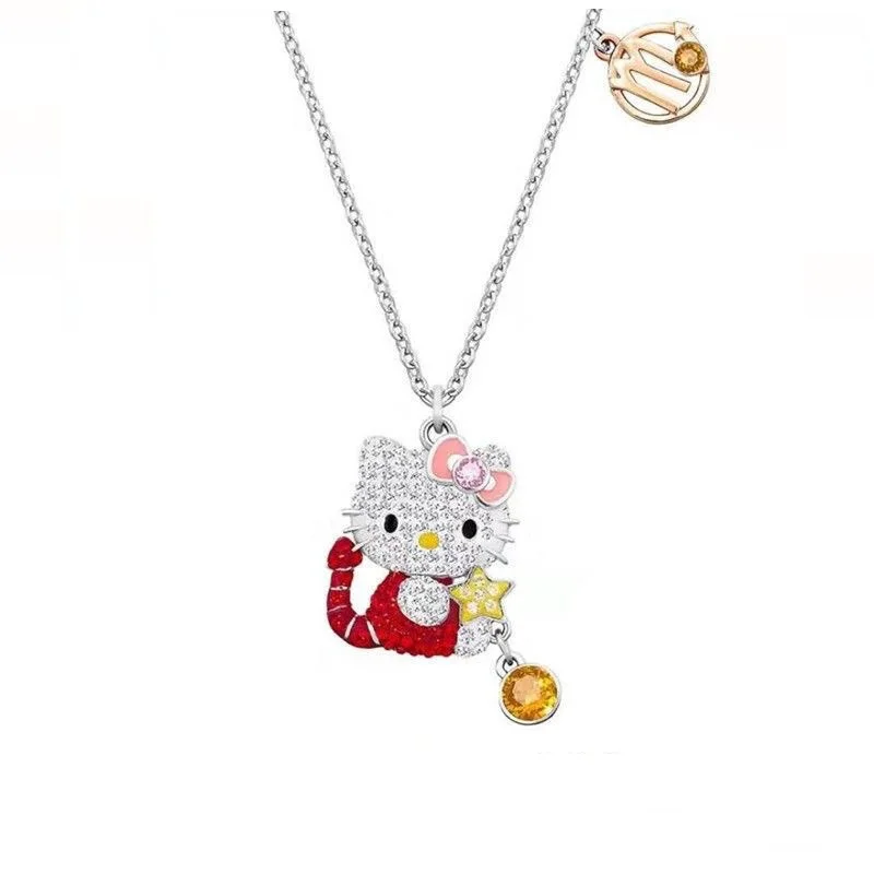 Hello Kitty Necklace Anime Sanrio Kitty Twelve Constellations Sweet and Cute Hip Hop Diamond Pendant Couple Jewelry Girl Gift necklace jewelry
