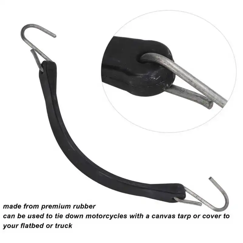 Trailer Tarp Straps Truck Tie Down Cord 10in Break Resistant Rubber with Hook for Camper