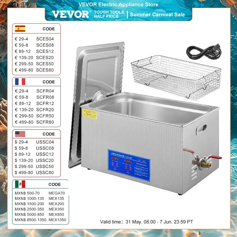 VEVOR22LUltrasonicCleanerLaveDisheswithDigitalTimerHeater