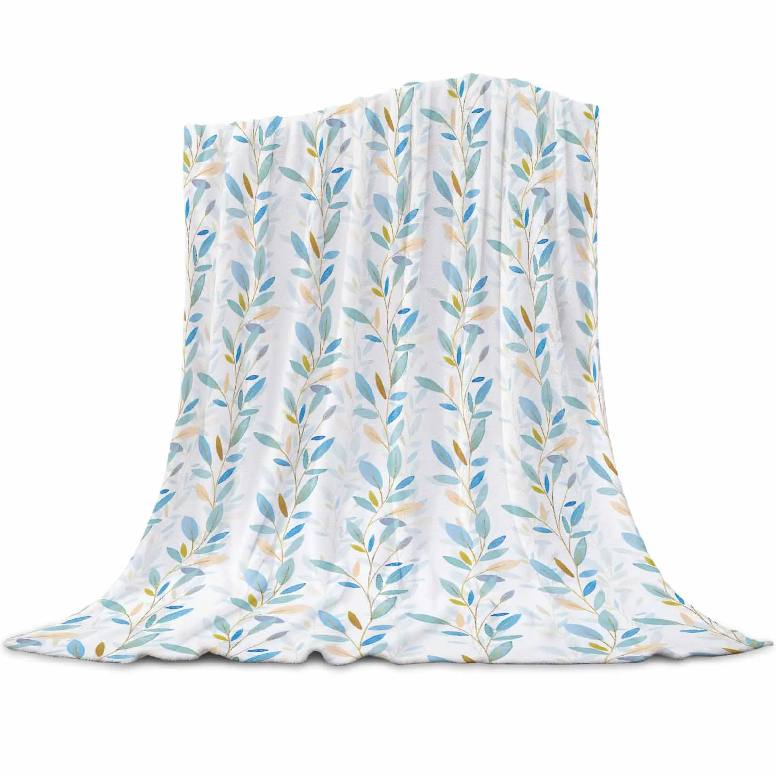 

Leaves Lines Leaves Blankets Portable Soft Throw Blanket for Bed Office Bedspread Home Decor Flannel Blanket