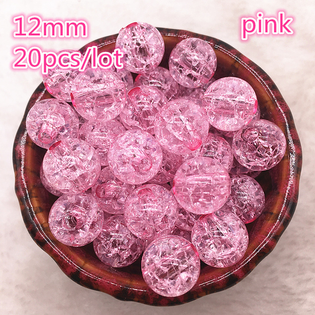 12mm Multicolor Round Acrylic Crackle Bead Loose Spacer Beads For Necklaces Bracelets Jewelry Making