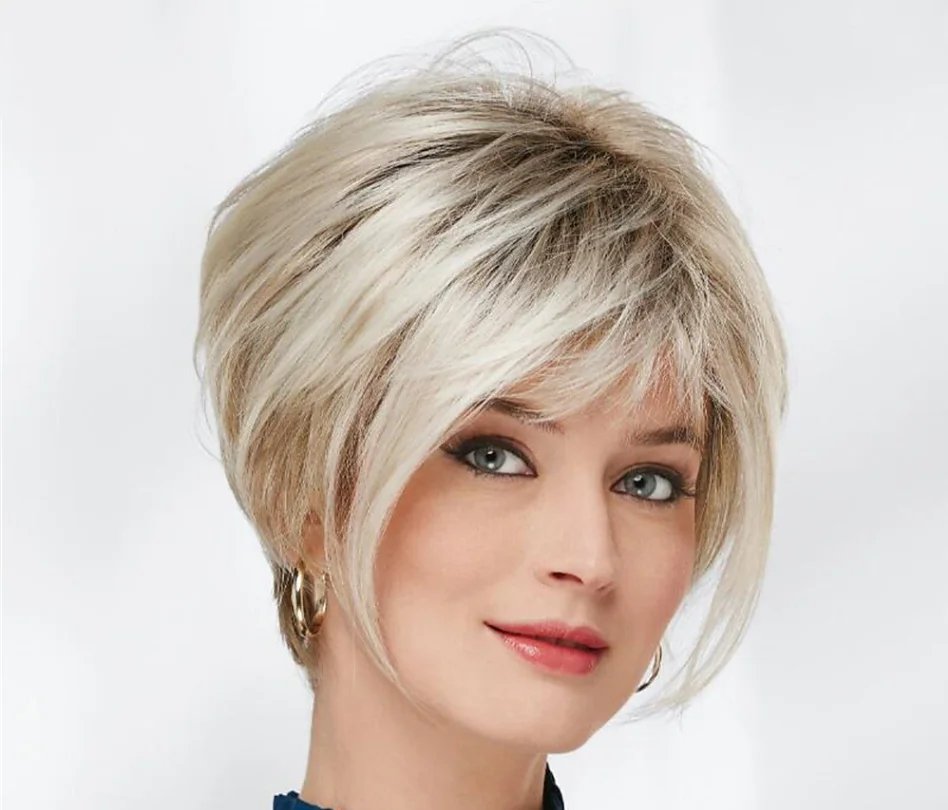 Medium Wavy Strawberry Blonde Wig 16 Inches With Bangs Costume Wig With Bangs for women