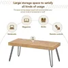 Modern Coffee Table with Chevron Pattern & Hairpin Legs, Easy Assembly, Thicken Cocktail Table, Ash Wood Finish 5