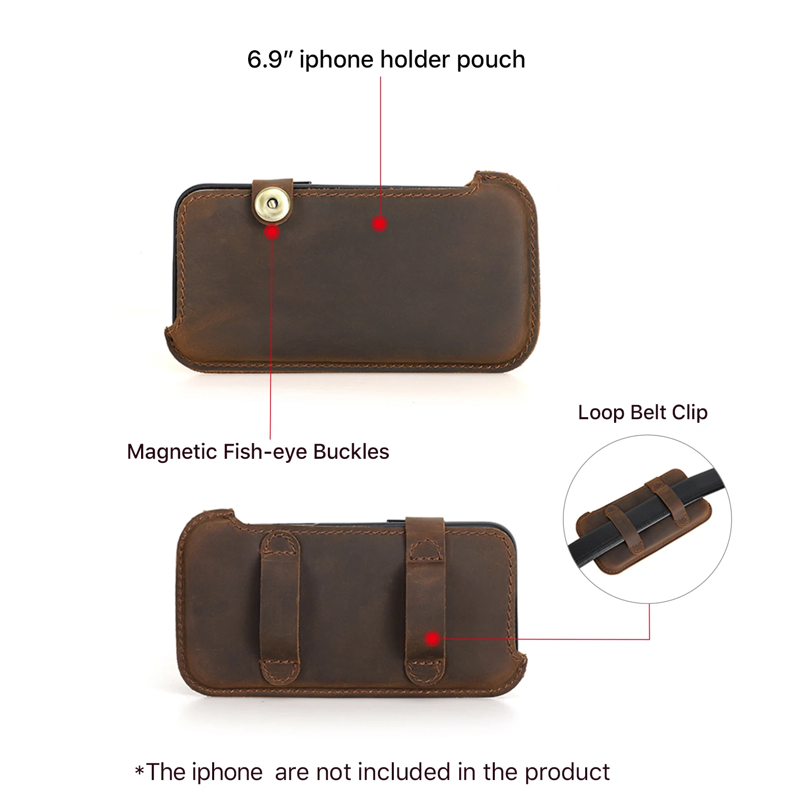 Genuine Leather Men's Phone Holster - Versatile Waist Bag