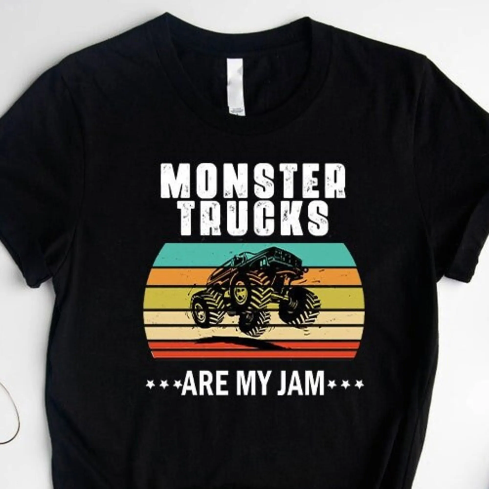 Monster Trucks Are My Jam T Shirt Racing Lovers Vintage Truck Style Birthday For Kids