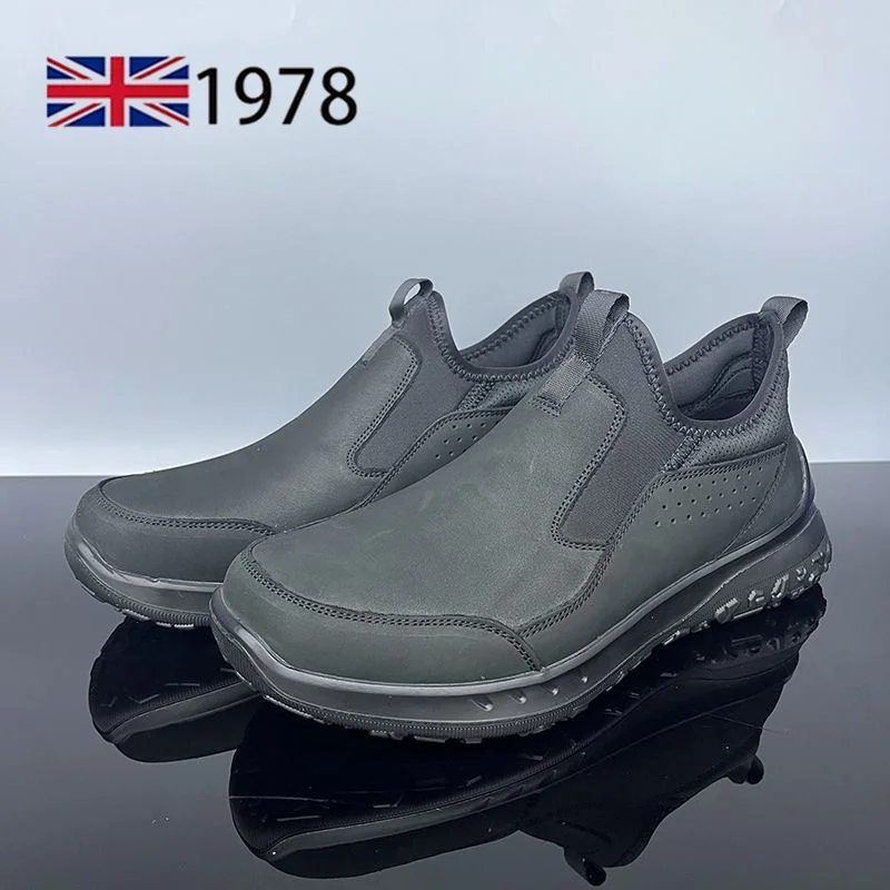 Men's casual sports shoes light comfortable breathable lazy shoes spring autumn walking solid color Genuine leather Men