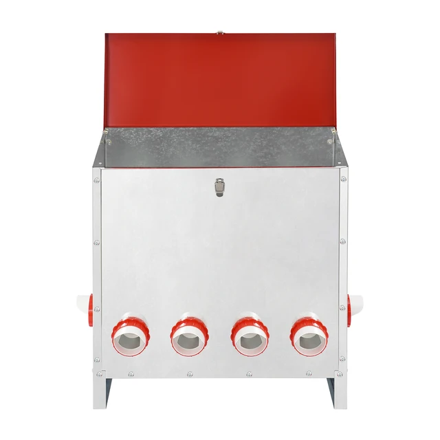 16584-ea5d24.jpg Large Capacity Chicken Feeder 10 Ports, Floor-standing Galvanized Metal Poultry Feeder for Turkey Duck Goose 66lbs