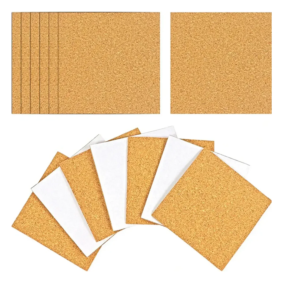 DIY Cut 4x4 inch Self-Adhesive Cork Coasters Square Pads with Strong Adhesive for Office, Home Decoration