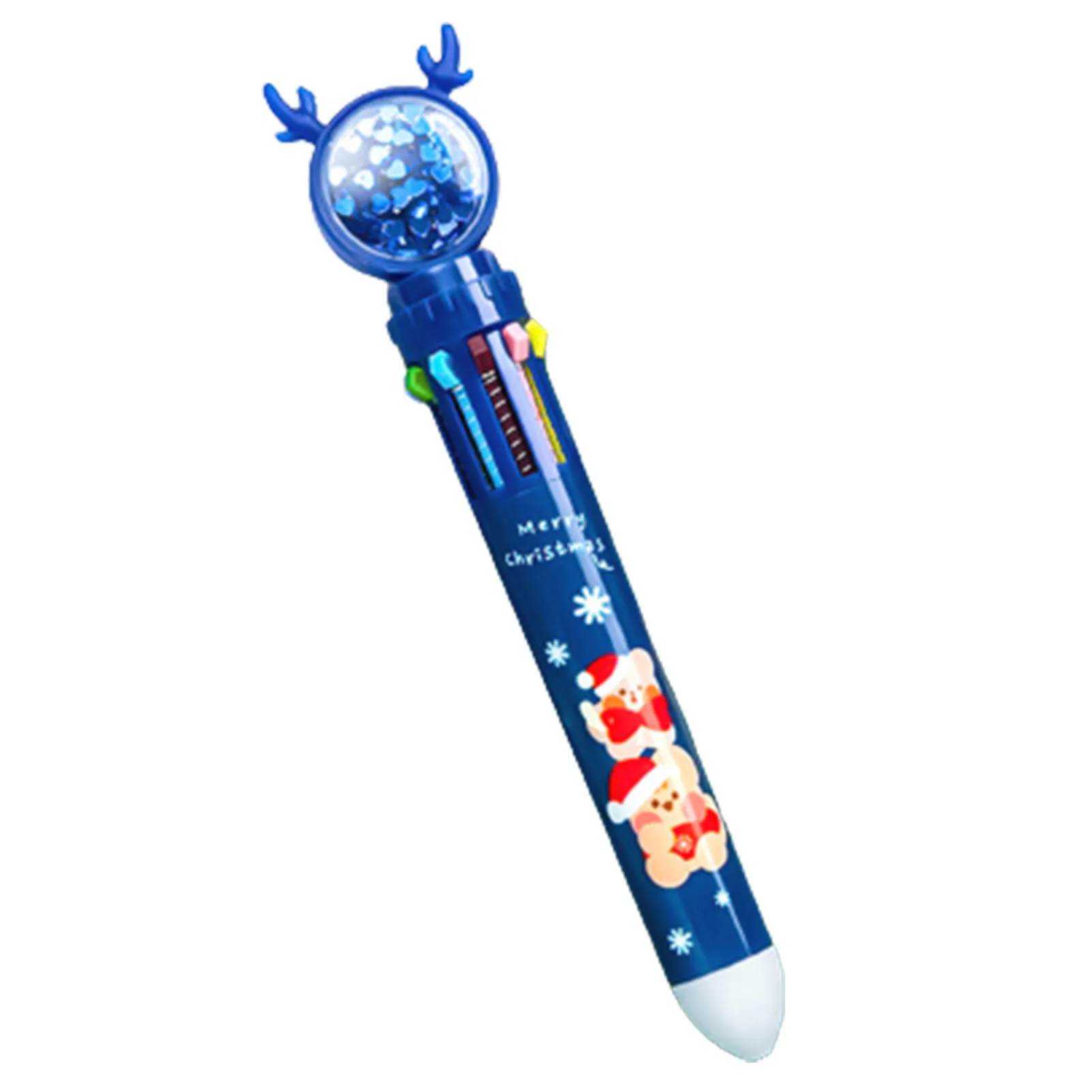 Christmas Cartoon Barrel Ballpoint Pen Durable 10-in-1 Multicolor Pens for Office School Supplies Students