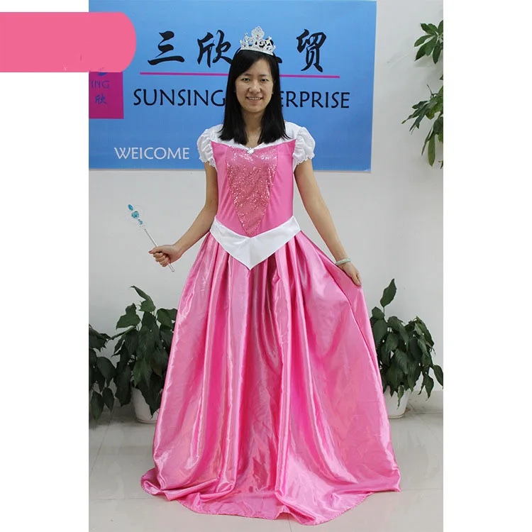 Rose incroyable costume de belle au bois dormant femmes princesse aurore  magnifique costume pour Halloween carnaval rose princesse robe longue