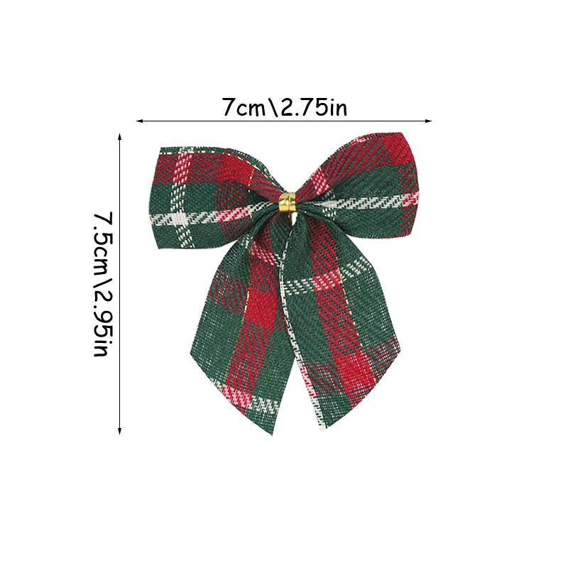 Description Picture 5 of item20/10Pcs Mini Christmas Bows Xmas Tree Hanging Ornament DIY Wreath Crafts Noel Christmas Decorations for Home 2024 New Year Gift
