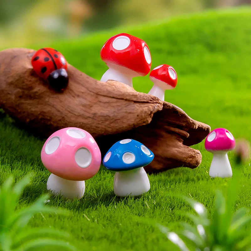 Mini Ornamenti A Forma Di Fungo In Resina - Set Decorazioni Da Giardino, Fai Da Te, Terrarium E Casa Delle Bambole (9,5x6cm)