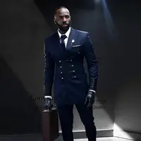 Classic Men's Suits Double Breasted Groom Wedding Tuxedo Formal Business Blazer 2 Pieces Costume Homme Customized 1