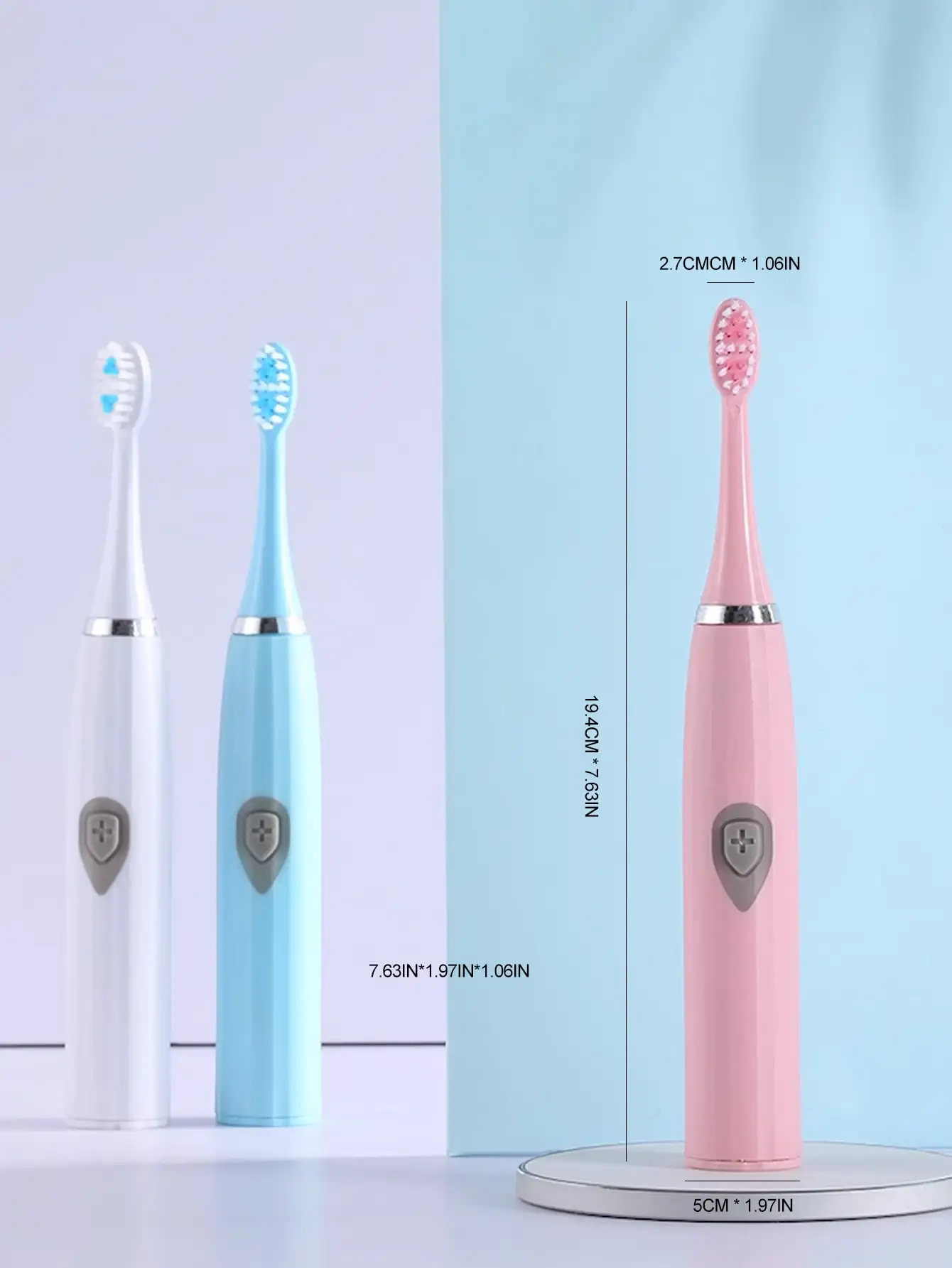 전동 칫솔 성인용 자동 음파 세트, 남성과 여성 모두에게 적합하며 가족 또는 여행에 적합하며, 칫솔모 색상