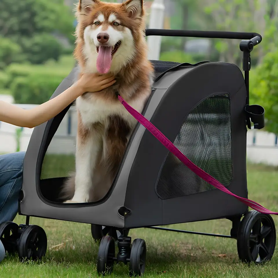 Adjustable Pet Stroller with Breathable Mesh Design