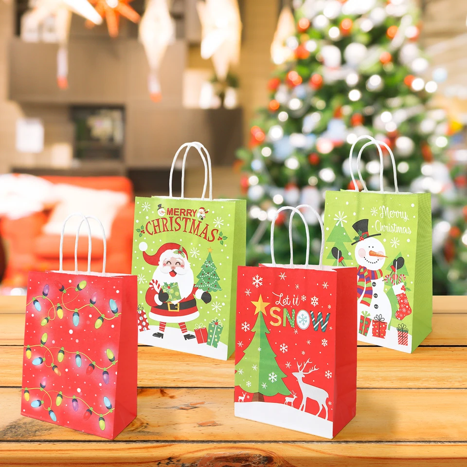Christmas Santa Claus Paper Bag Navidad Natal Noel Tree Gift Bag