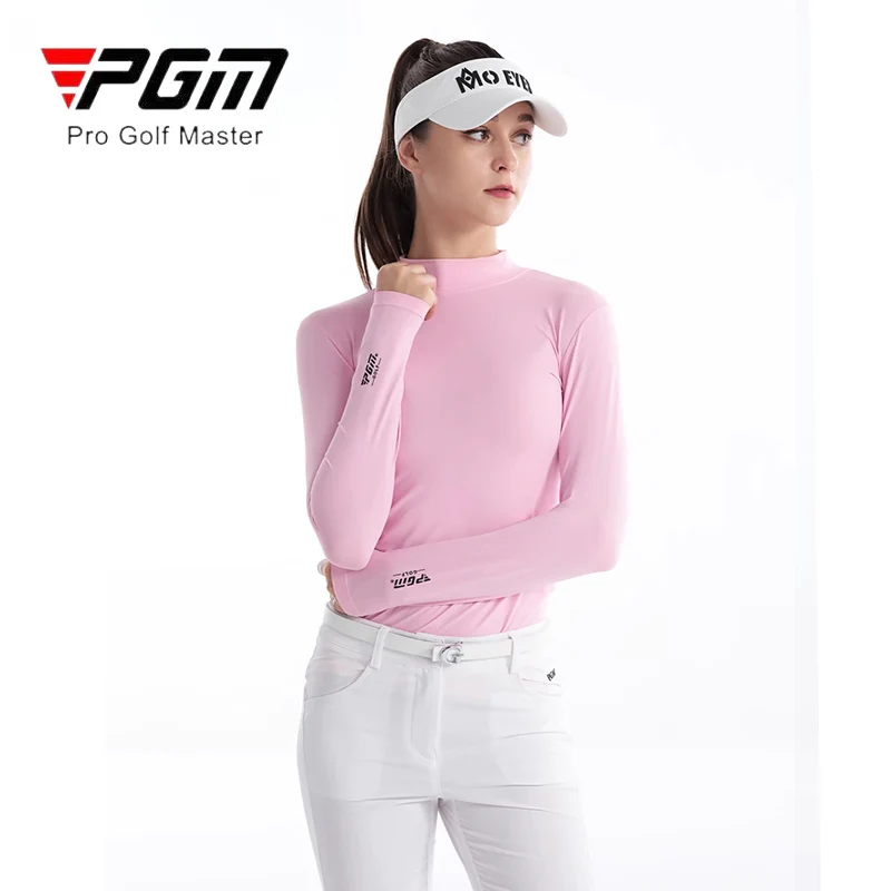 PGM Ladies Anti-Uv Long Sleeve Golf Underwear Women Sunscreen Ice Silk Tops Ladies Breathable High Elastic Golf Shirt S-2XL