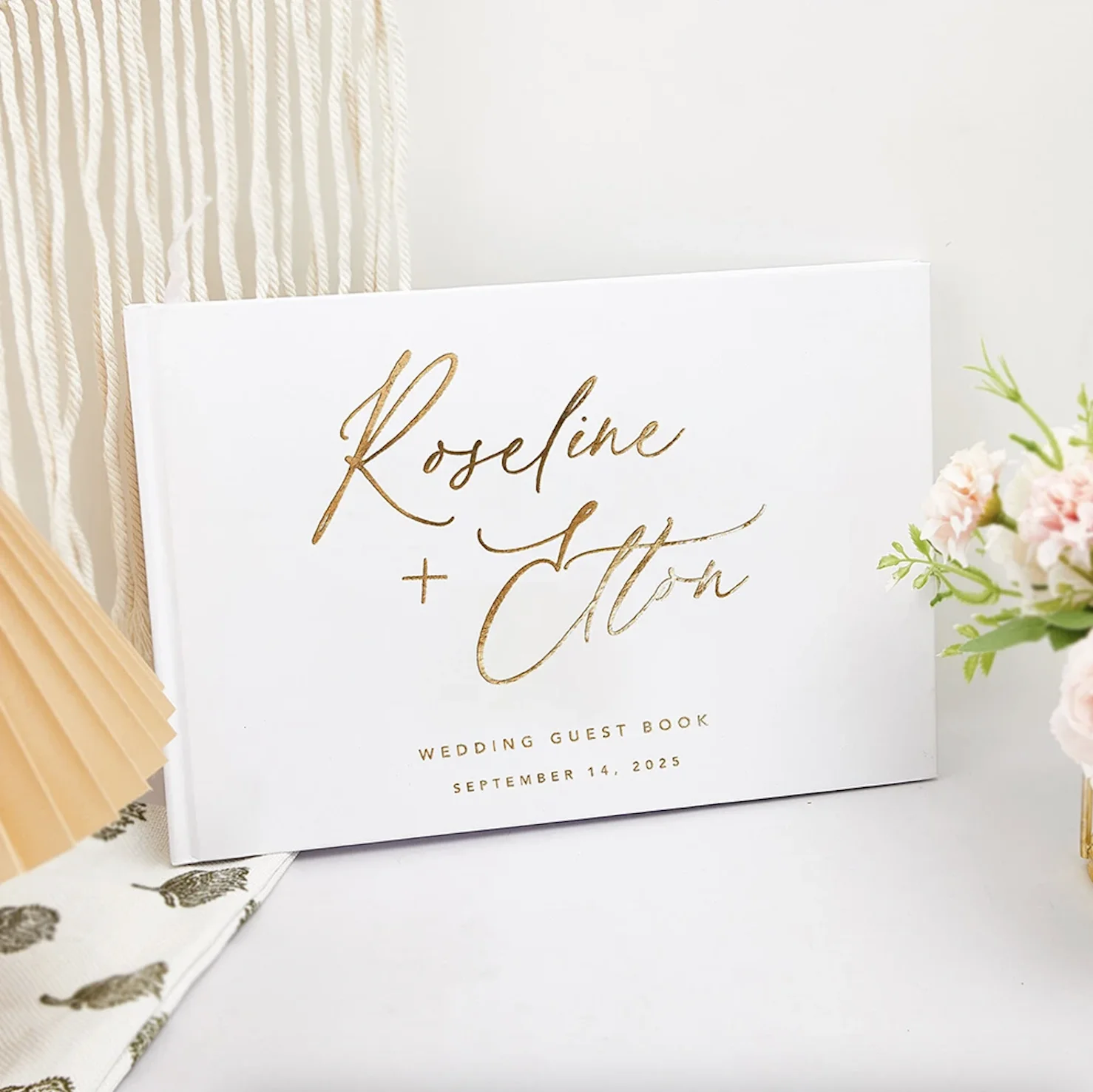 Personalized Guest Book For Wedding White/Black Noble Message Photo Album Simple Elegant Horizontal Keepsake Book Signature wedding guest book