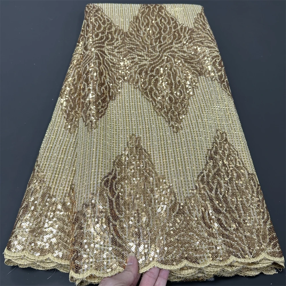 

2024 Fashion Purpl African Luxury Tulle Lace Fabric French Sequins Embroidery Fabric For Women Wedding Party Dress hz1133