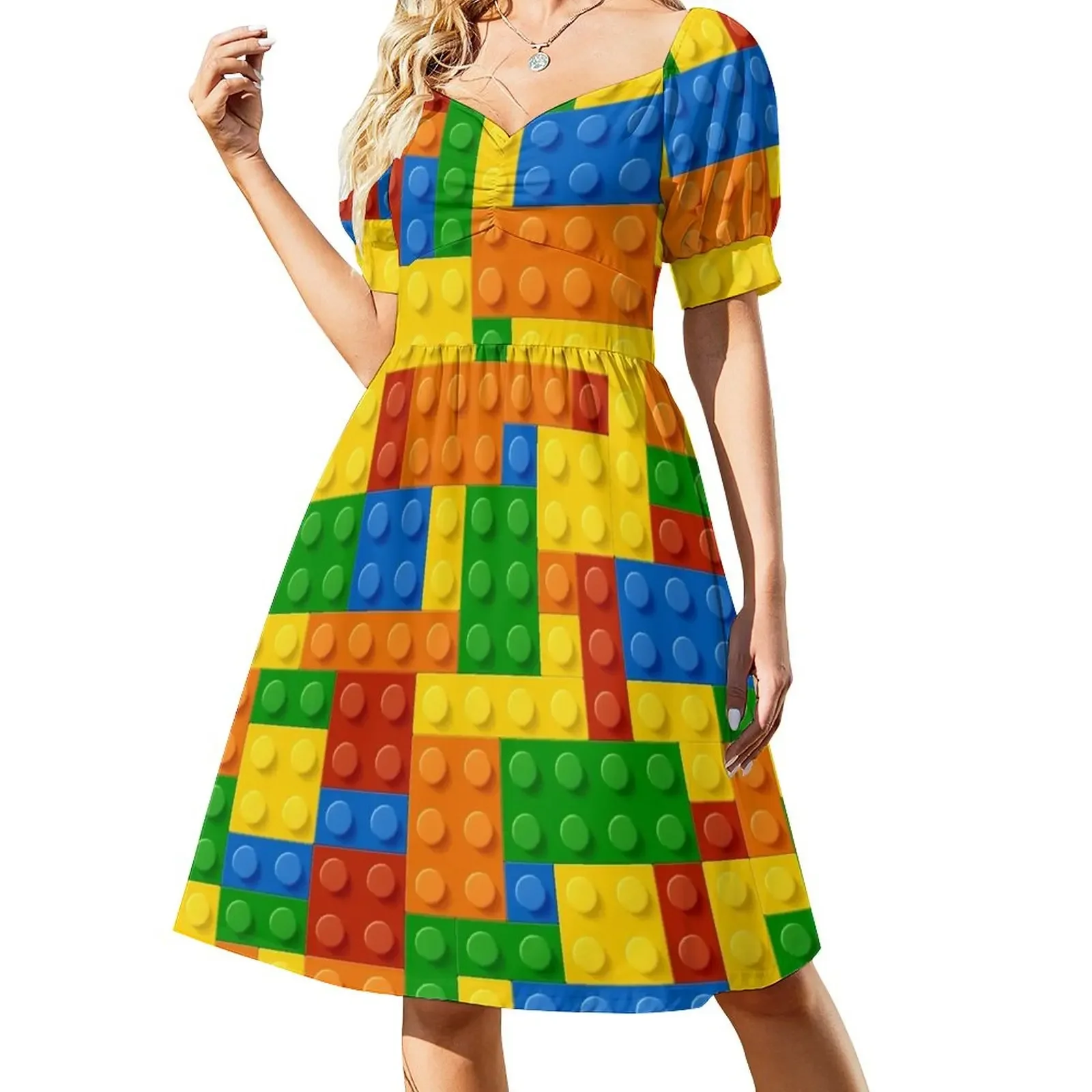 

Building Blocks Construction Brick Sleeveless Dress Beachwear women's clothing korea stylish