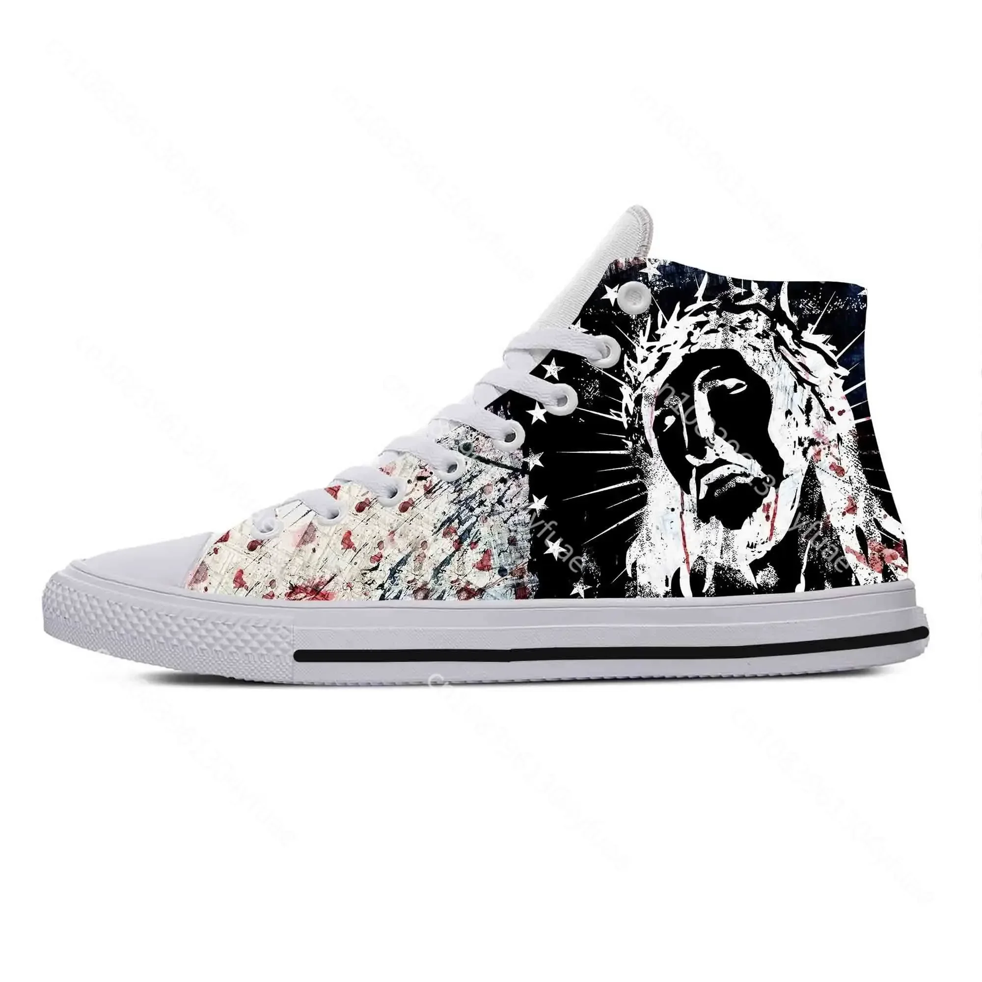 Jesus Christ Christian Cross God Faith Religion Casual Cloth Shoes High Top Comfortable Breathable 3D Print Men Women Sneakers