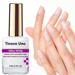 Tinovo Uno Overnight Nail Strengthener & Hardener - Clear Keratin Nail Polish (Milky White)