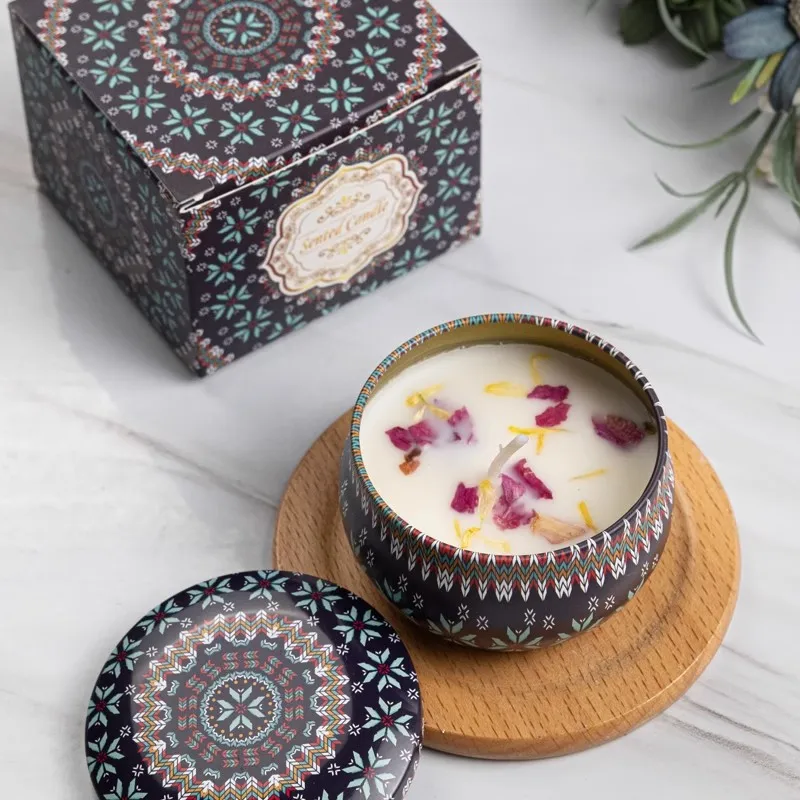 Vintage Floral Scented Soy Wax Candle Jars for Weddings and Home Décor Gifts