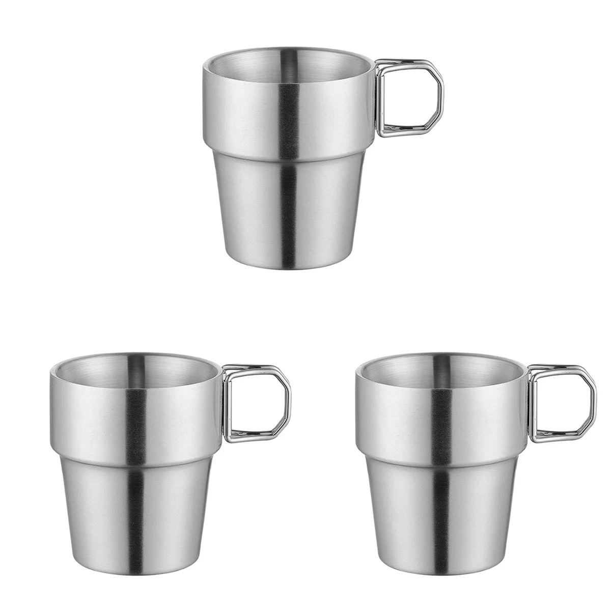 BAAU 3X Stainless Steel Cup Stackable Coffee Cup Outdoor Drinkware Water Beer Mug Camping Mug for Picnic Coffee