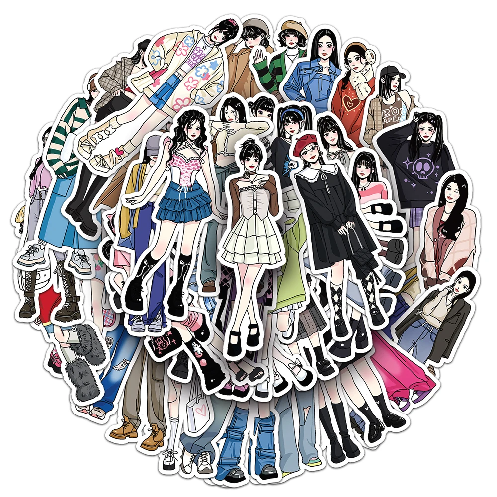 

10/50Pcs Cartoon Fashion Cute Girl Varied Stickers Pack for Kid Scrapbooking Travel Luggage Laptop Car Decoration Graffiti Decal