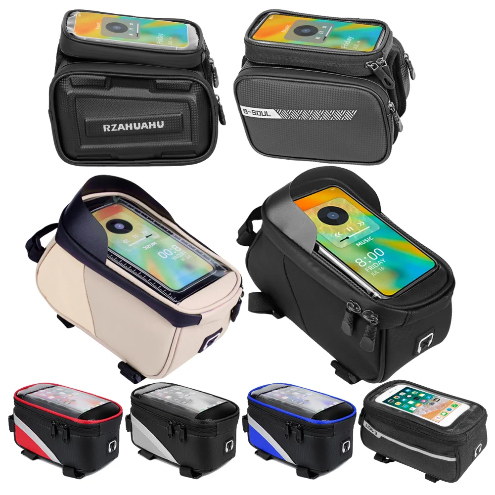 Bicycle Bags Bicycle Front Touch Screen Sensitive Detachable Phone Bag Reflective Pattern Large Capacity Bike Pouch Phone Case
