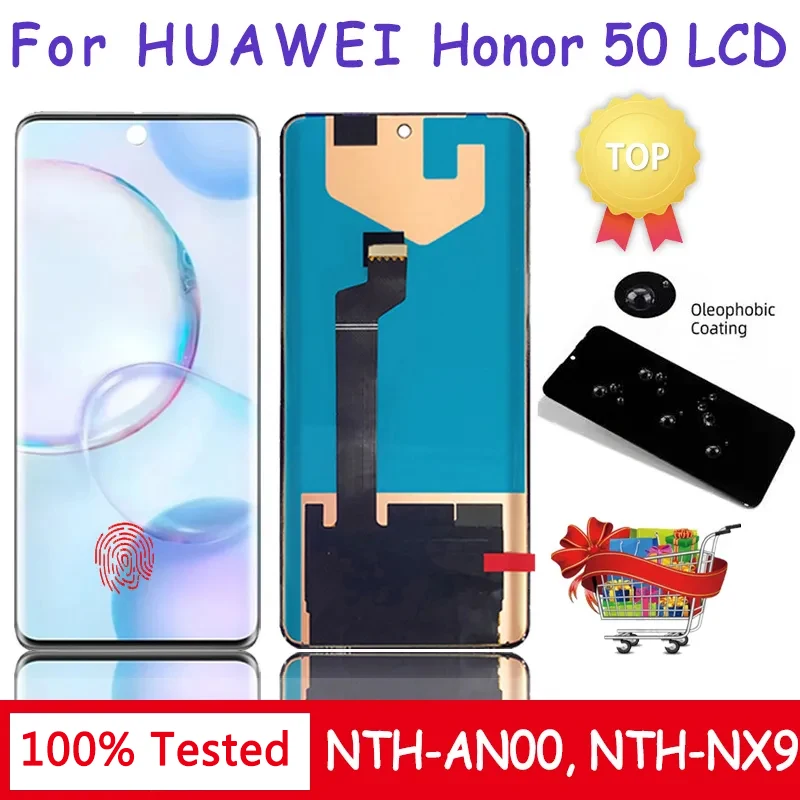 Nuovo Per Huawei Honor 50 Nth-An00 Nth-Nx9 Display Lcd Touch Screen Digitizer Assembly Per Honor50 Lcd Con Cornice