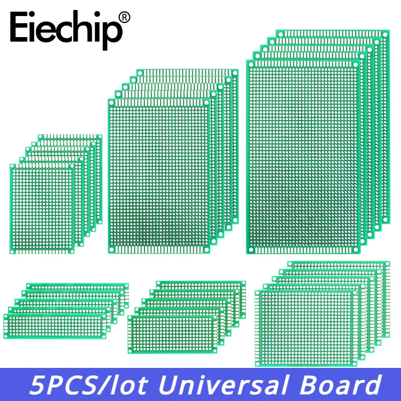 Kit 5 Schede PCB Prototipo In Bachelite, Fori Placcati Rame, Tagliabili, Per Circuiti Elettronici Fai-da-Te