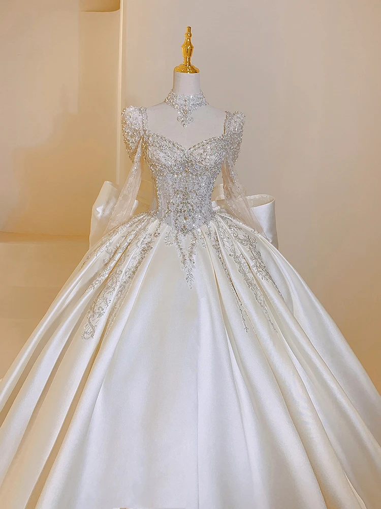 long sleeve lace two piece dress Two Piece Long Sleeves Lace Tulle Black Gothic Wedding Dress Illusion Neckline US16 / Same as Picture main image 0