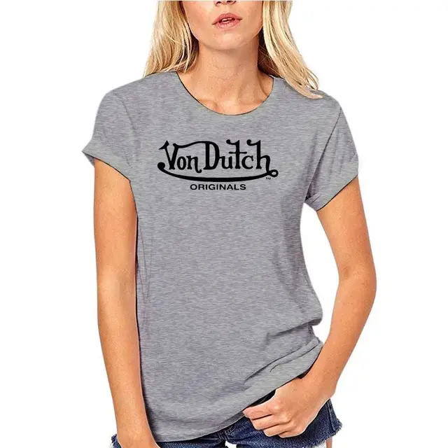2020Von Dutch originals Logo White T-shirt for Men Size S-3XL 100%Cotton gray