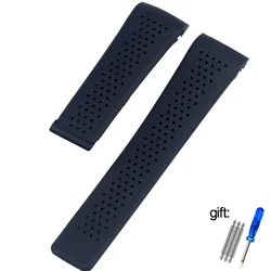 Waterproof Sport Silicone Watchband - Soft Rubber Strap - 24mm (Black - no buckle)
