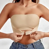 Soutien-gorge sans bretelles sans couture pour femme – Bouton sur le devant, sans rembourrage, sous-vêtements antidérapants en silicone demi-tasse 5