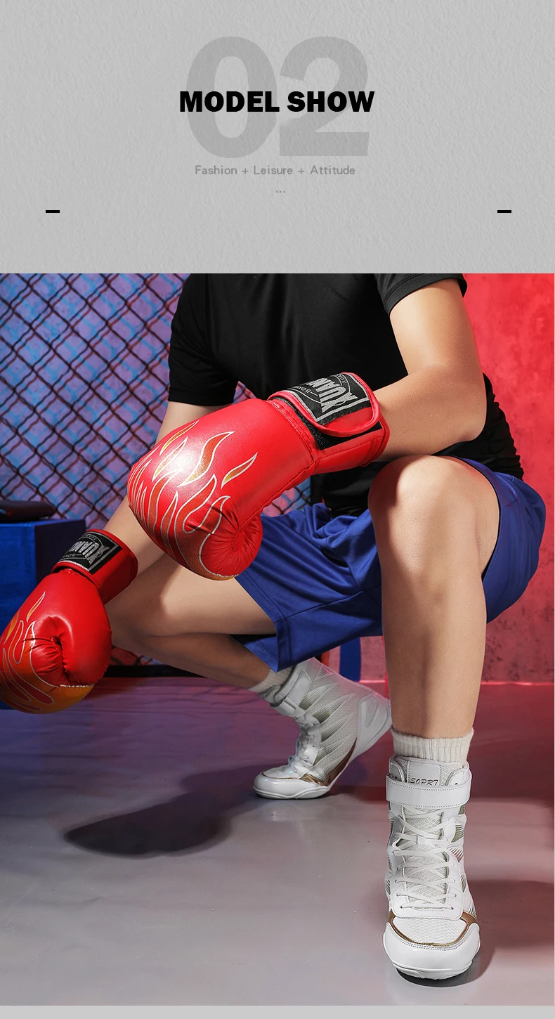 Description Picture 3 of itemBoxing Shoe Men Professional Breathable Teenagers Beginners Training Wrestling Shoes Fighting Sanda Weightlifting Squat Sneaker