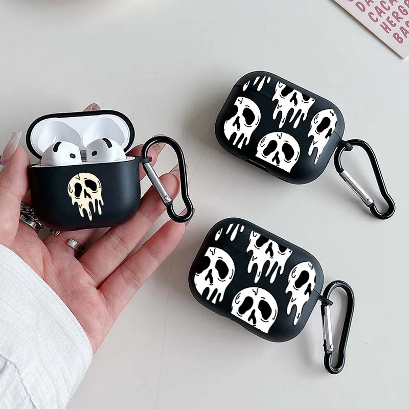 Wireless Headset Protective Case for Airpods with White Skull Pattern