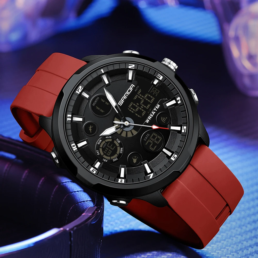 SANDA Digital Men Military Watch 50m Waterproof Wristwatch LED Quartz Clock Sports Watch Male Big Watches Men Relogios Masculino 2