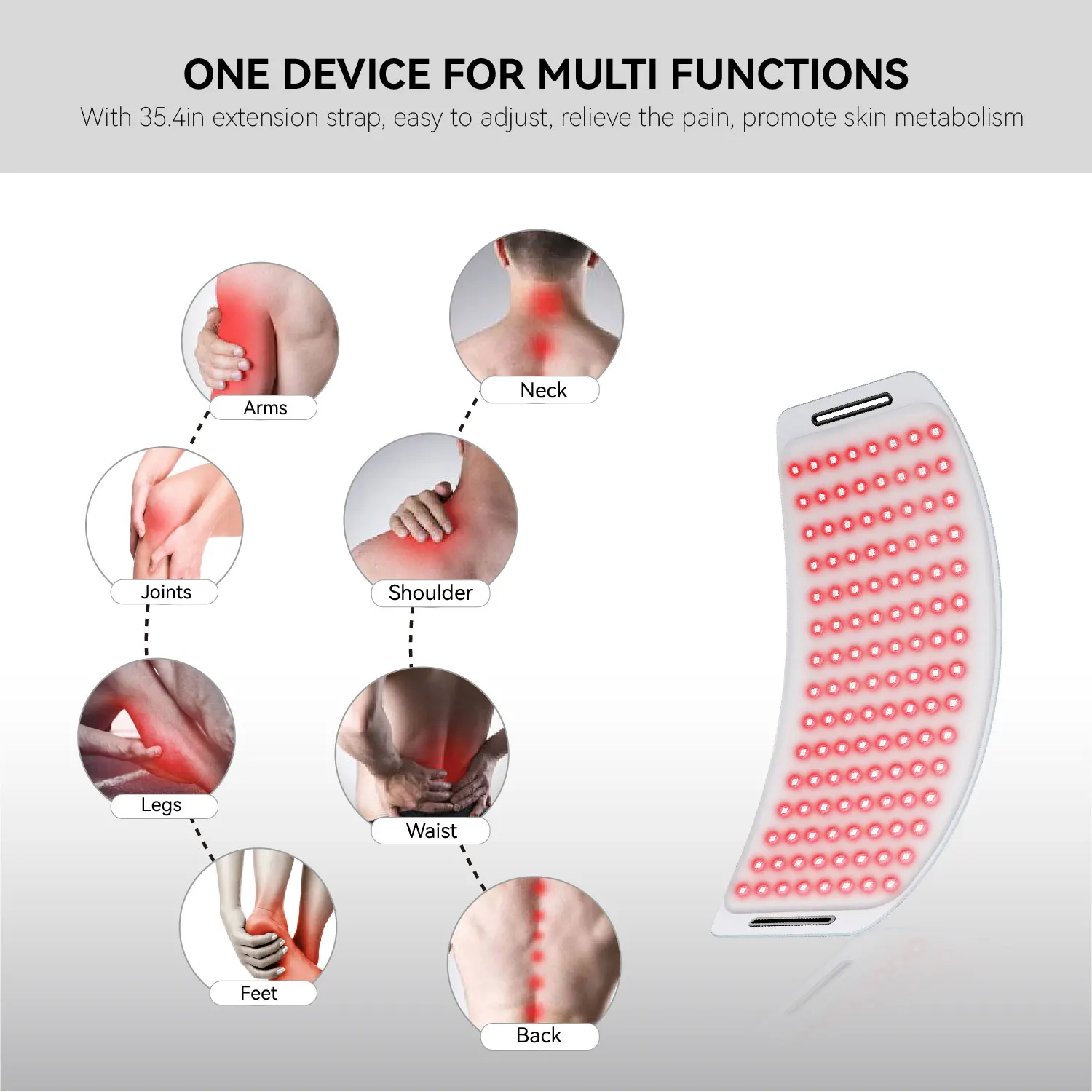 Hello Face Red Infrared Light Therapy Pad 630nm 850nm Led Red Infrared Light Therapy Mat Shoulder Waist Back Pain Relief Belt
