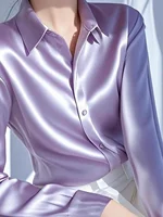 Ele Long Sve Satin irt Women's  Collar Busin Top Slimming Versatile Early Spring New Sle Commute Faion