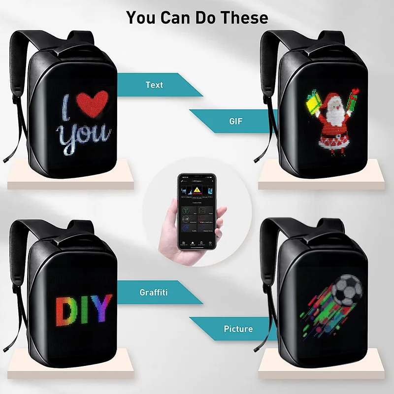 LED Display Screen Backpack Walking Advertising Light Bag Outdoor Backpack  DIY Advertising Backpack LED for Man Women Kid School - AliExpress