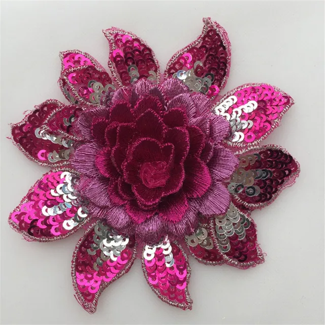 Applique In Pizzo Floreale Con Paillettes NICENEEDED - Decorazione Per Abiti Sposa, Cucito Fai Da Te, Bianco