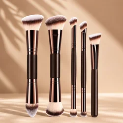 Premium Dual - Ended Makeup Brush Set with Foundation, Contour, Blush, Powder, and Eyeshadow Brushes (5pcs)