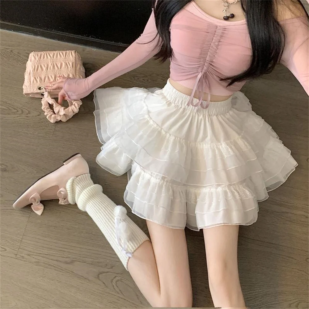 

Летняя одежда, сетчатая юбка, черная, белая мини-юбка, женские черные милые пушистые юбки, корейская мода 2024, новая одежда, уличная одежда